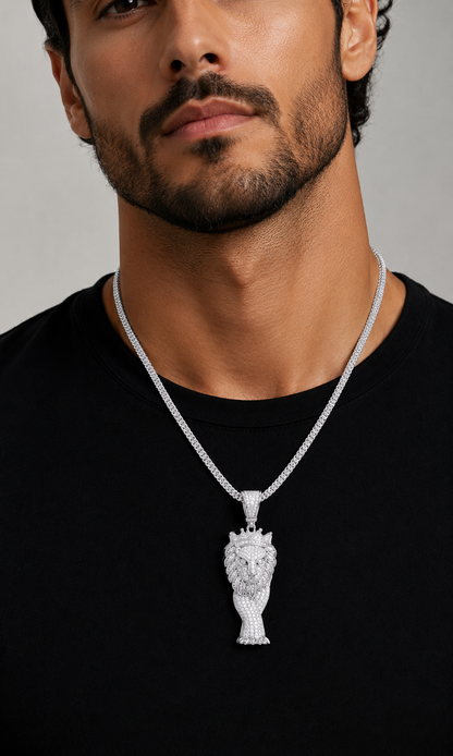 Crowned Pharaoh Diamond Pendant Necklace