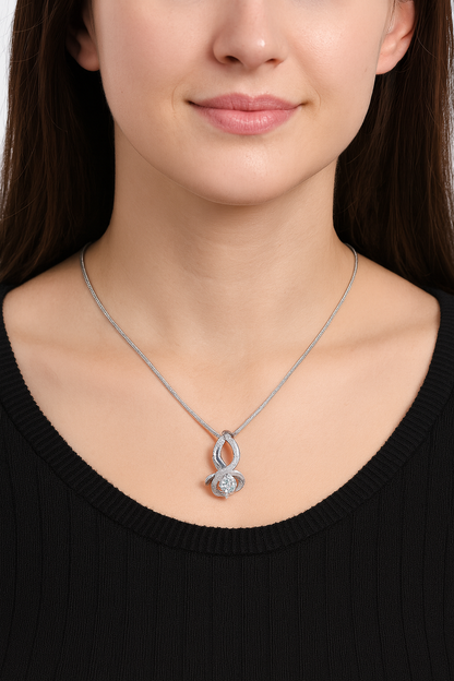 Ribbon Teardrop Diamond Pendant Necklace