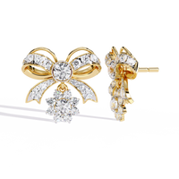 2.2 CTW round lab-grown diamond bow and floral drop stud earrings in rose gold