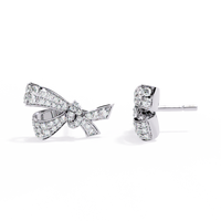 1.0 CTW round lab-grown diamond bow stud earrings in yellow gold