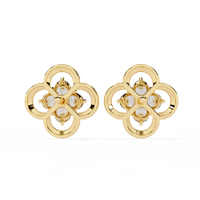 0.9 CTW round lab-grown diamond quatrefoil floral stud earrings in rose gold
