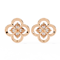 0.9 CTW round lab-grown diamond quatrefoil floral stud earrings in white gold