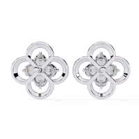 0.9 CTW round lab-grown diamond quatrefoil floral stud earrings in yellow gold