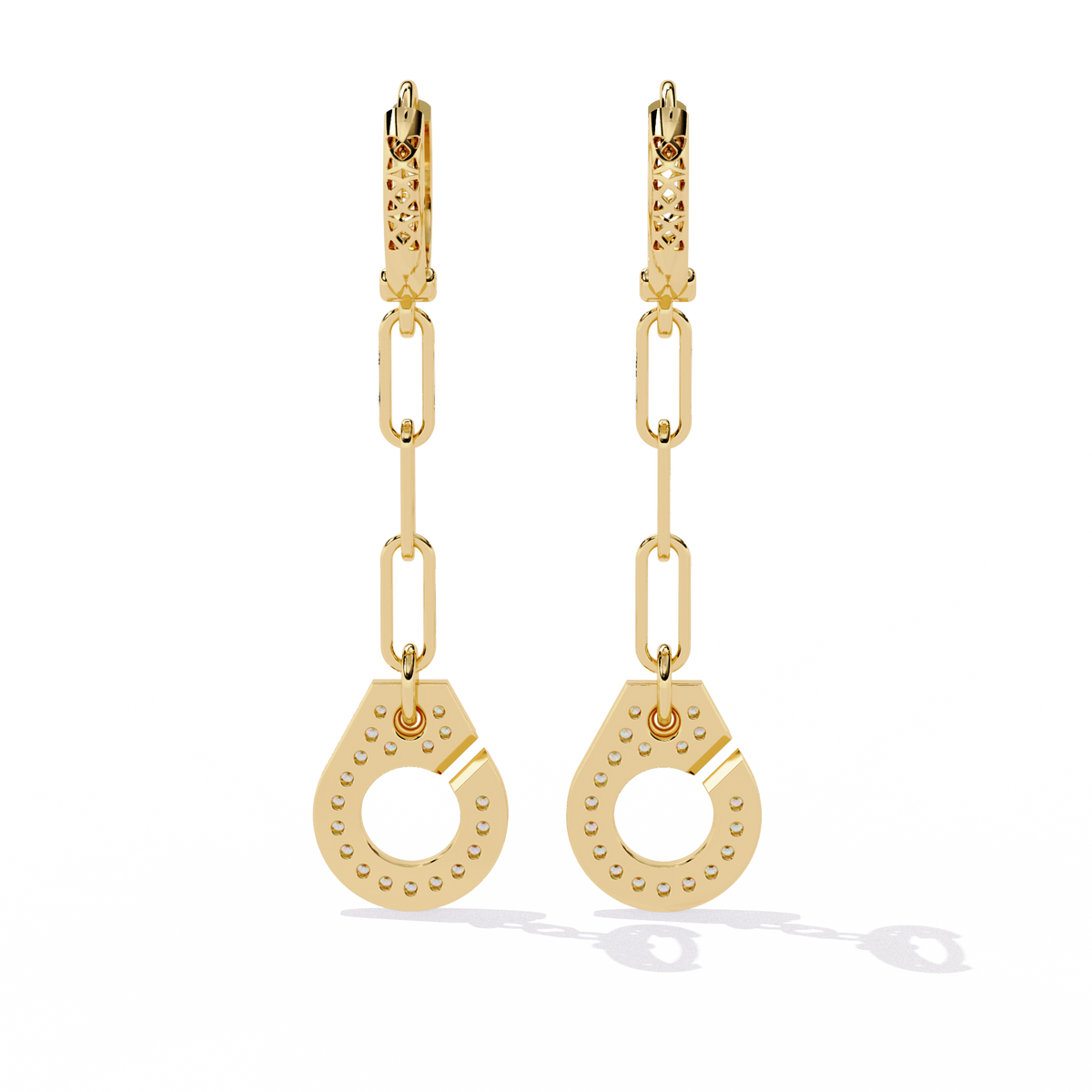 0.5 CTW round lab-grown diamond chain-link geometric drop earrings in rose gold