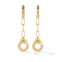 0.5 CTW round lab-grown diamond chain-link geometric drop earrings in rose gold