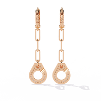 0.5 CTW round lab-grown diamond chain-link geometric drop earrings in yellow gold