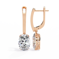 1.6 CTW oval lab-grown diamond filigree drop hoop earrings in rose gold