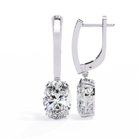 1.6 CTW oval lab-grown diamond filigree drop hoop earrings in white gold