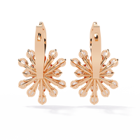 1.8 CTW round lab-grown diamond fan drop hoop earrings in rose gold