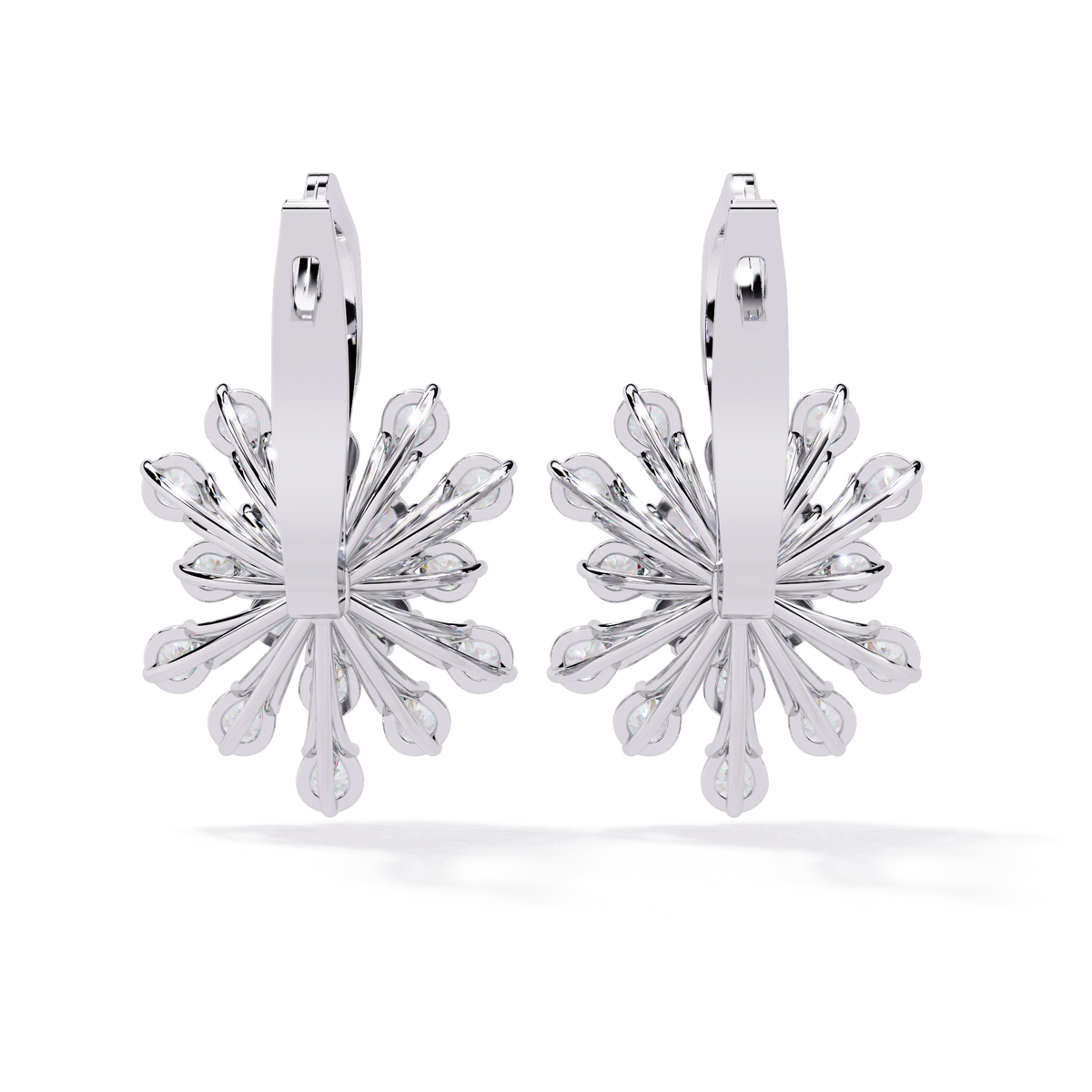 1.8 CTW round lab-grown diamond fan drop hoop earrings in white gold