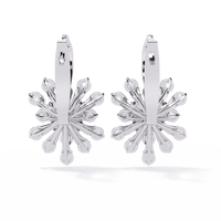 1.8 CTW round lab-grown diamond fan drop hoop earrings in white gold