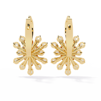 1.8 CTW round lab-grown diamond fan drop hoop earrings in yellow gold