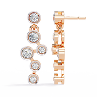 0.4 CTW round diamond linked bezel drop earrings in Rose Gold, angled view – Lunéa Paris