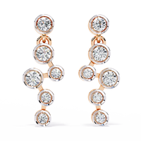 0.4 CTW round diamond linked bezel drop earrings in Rose Gold, front view – Lunéa Paris