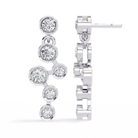 0.4 CTW round diamond linked bezel drop earrings in White Gold, angled view – Lunéa Paris