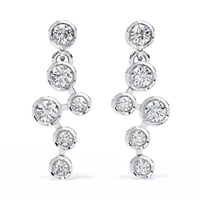 0.4 CTW round diamond linked bezel drop earrings in White Gold, front view – Lunéa Paris
