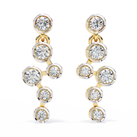 0.4 CTW round diamond linked bezel drop earrings in Yellow Gold, front view – Lunéa Paris