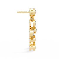 0.4 CTW round diamond linked bezel drop earrings in Yellow Gold, side view – Lunéa Paris