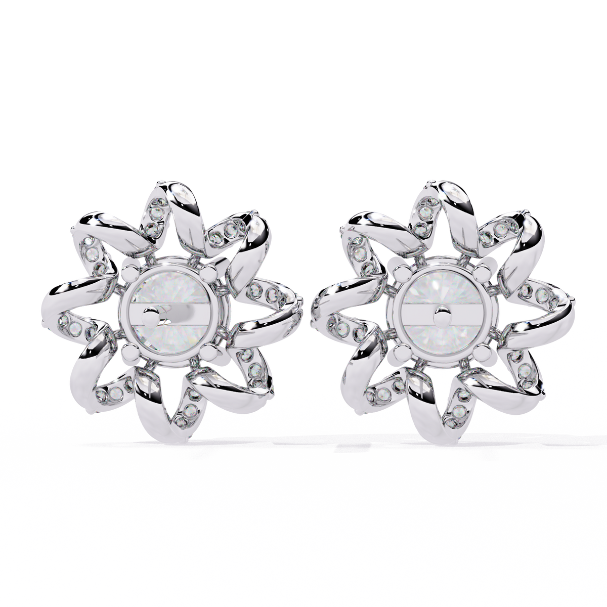 1.9 CTW round lab-grown diamond floral swirl stud earrings in rose gold