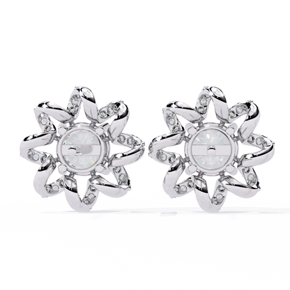 1.9 CTW round lab-grown diamond floral swirl stud earrings in rose gold