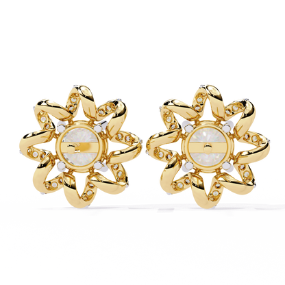 1.9 CTW round lab-grown diamond floral swirl stud earrings in white gold