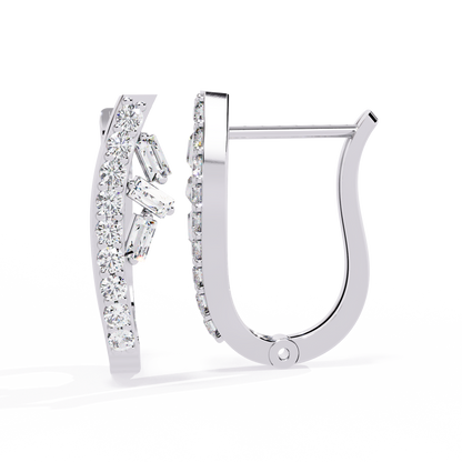 0.4 CTW baguette and round lab-grown diamond huggie hoop earrings in rose gold
