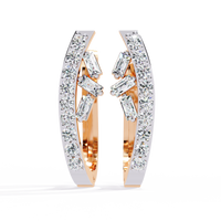 0.4 CTW baguette and round diamond sculptural hoop earrings in Rose Gold, front view – Lunéa Paris
