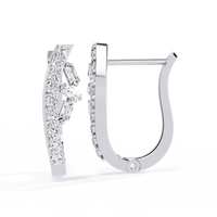 0.4 CTW baguette and round diamond sculptural hoop earrings in White Gold, angled view – Lunéa Paris