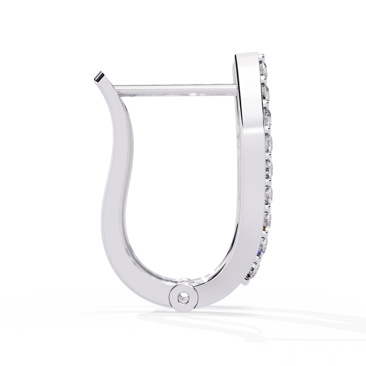 0.4 CTW baguette and round diamond sculptural hoop earrings in White Gold, side view – Lunéa Paris