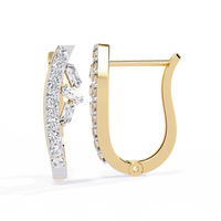 0.4 CTW baguette and round diamond sculptural hoop earrings in Yellow Gold, angled view – Lunéa Paris