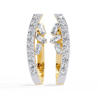 0.4 CTW baguette and round diamond sculptural hoop earrings in Yellow Gold, front view – Lunéa Paris