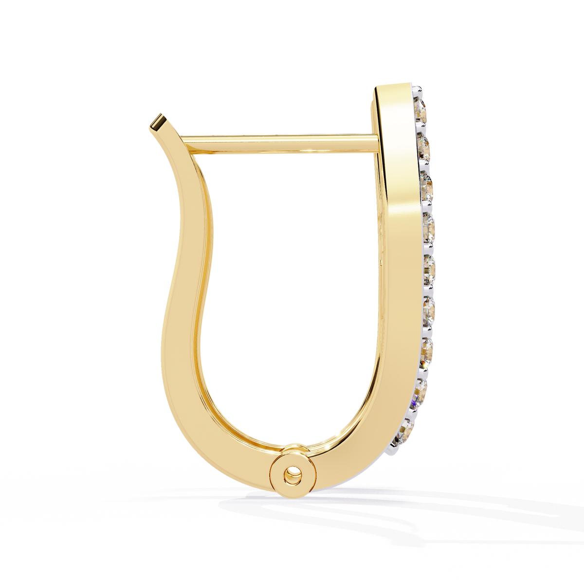 0.4 CTW baguette and round diamond sculptural hoop earrings in Yellow Gold, side view – Lunéa Paris