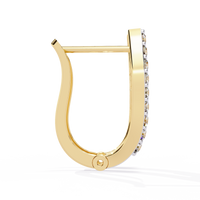 0.4 CTW baguette and round diamond sculptural hoop earrings in Yellow Gold, side view – Lunéa Paris