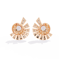 1.7 CTW round diamond fan-cluster stud earrings in Rose Gold, rear view – Lunéa Paris