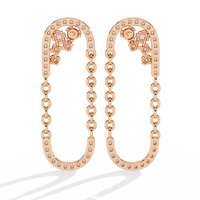 0.5 CTW princess and round diamond oval-link drop stud earrings in Rose Gold, front view – Lunéa Paris