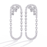 0.5 CTW princess and round diamond oval-link drop stud earrings in White Gold, front view – Lunéa Paris