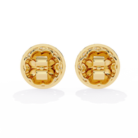 1.5 CTW marquise and round diamond floral halo stud earrings in Yellow Gold, rear view – Lunéa Paris