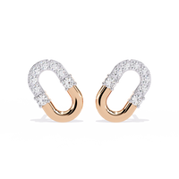 0.2 CTW round diamond oval-link stud earrings in Rose Gold, front view – Lunéa Paris