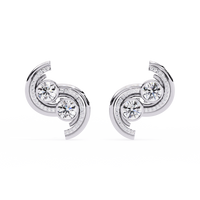 2.1 CTW round diamond double-swirl stud earrings in White Gold, front view – Lunéa Paris