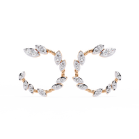 0.7 CTW round diamond leaf-vine open hoop earrings in Rose Gold, front view – Lunéa Paris