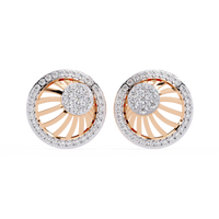 0.4 CTW round diamond spiral sunburst stud earrings in Rose Gold, front view – Lunéa Paris