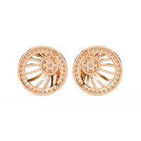 0.4 CTW round diamond spiral sunburst stud earrings in Rose Gold, rear view – Lunéa Paris