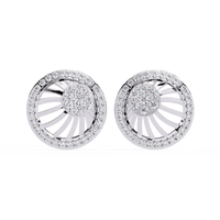 0.4 CTW round diamond spiral sunburst stud earrings in White Gold, front view – Lunéa Paris