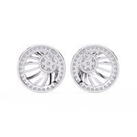 0.4 CTW round diamond spiral sunburst stud earrings in White Gold, rear view – Lunéa Paris
