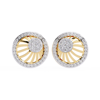 0.4 CTW round diamond spiral sunburst stud earrings in Yellow Gold, front view – Lunéa Paris