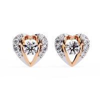 0.7 CTW round diamond open-heart stud earrings in Rose Gold, front view – Lunéa Paris