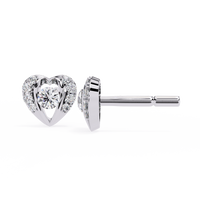 0.7 CTW round diamond open-heart stud earrings in White Gold, angled view – Lunéa Paris
