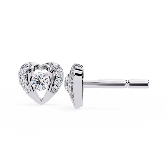 0.7 CTW round diamond open-heart stud earrings in White Gold, angled view – Lunéa Paris