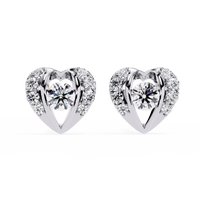0.7 CTW round diamond open-heart stud earrings in White Gold, front view – Lunéa Paris