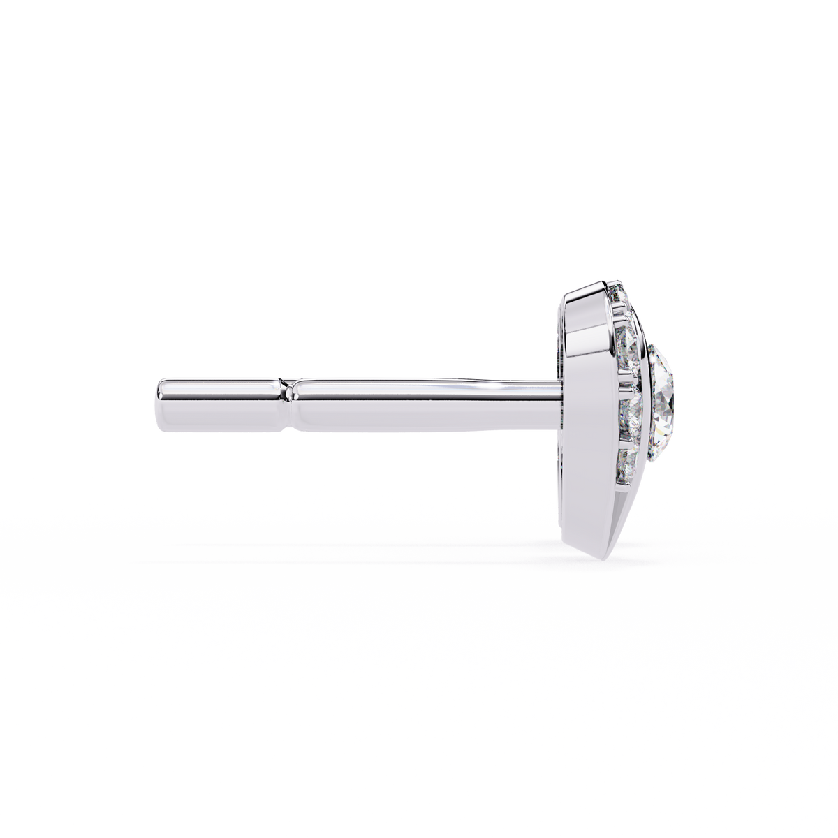 0.7 CTW round diamond open-heart stud earrings in White Gold, side view – Lunéa Paris